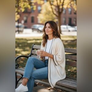 $336 Club Monaco Cashmere Open Front Cardigan O/S